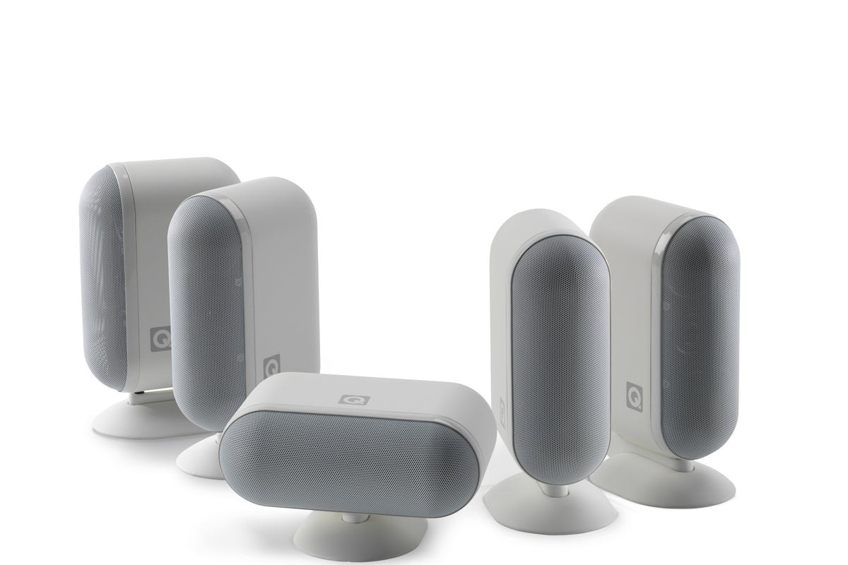White Q Acoustics speaker set for a bright living room